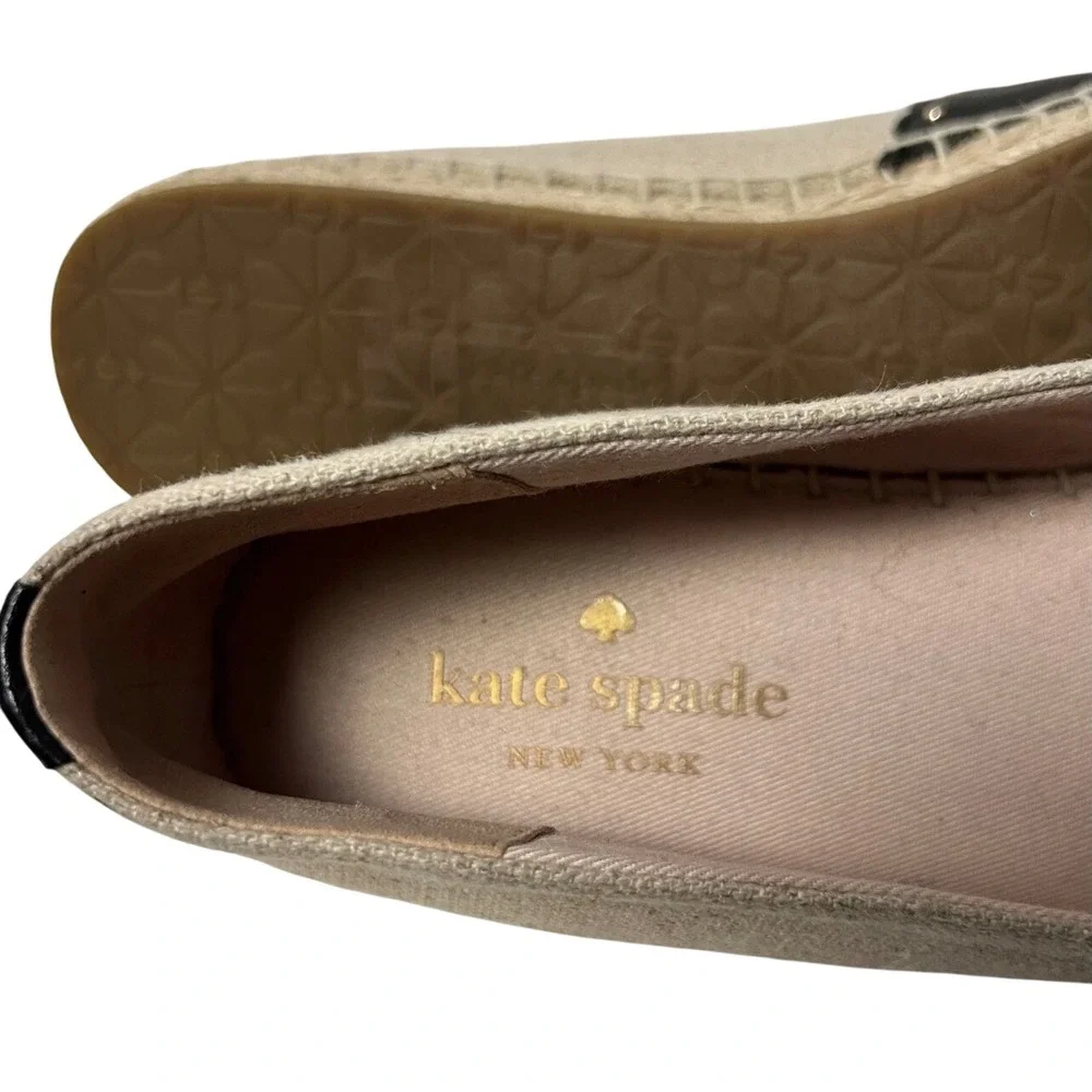 Kate Spade Espadrilles Women 8.5B Navy Excell Scalloped Studded Canvas Leather
